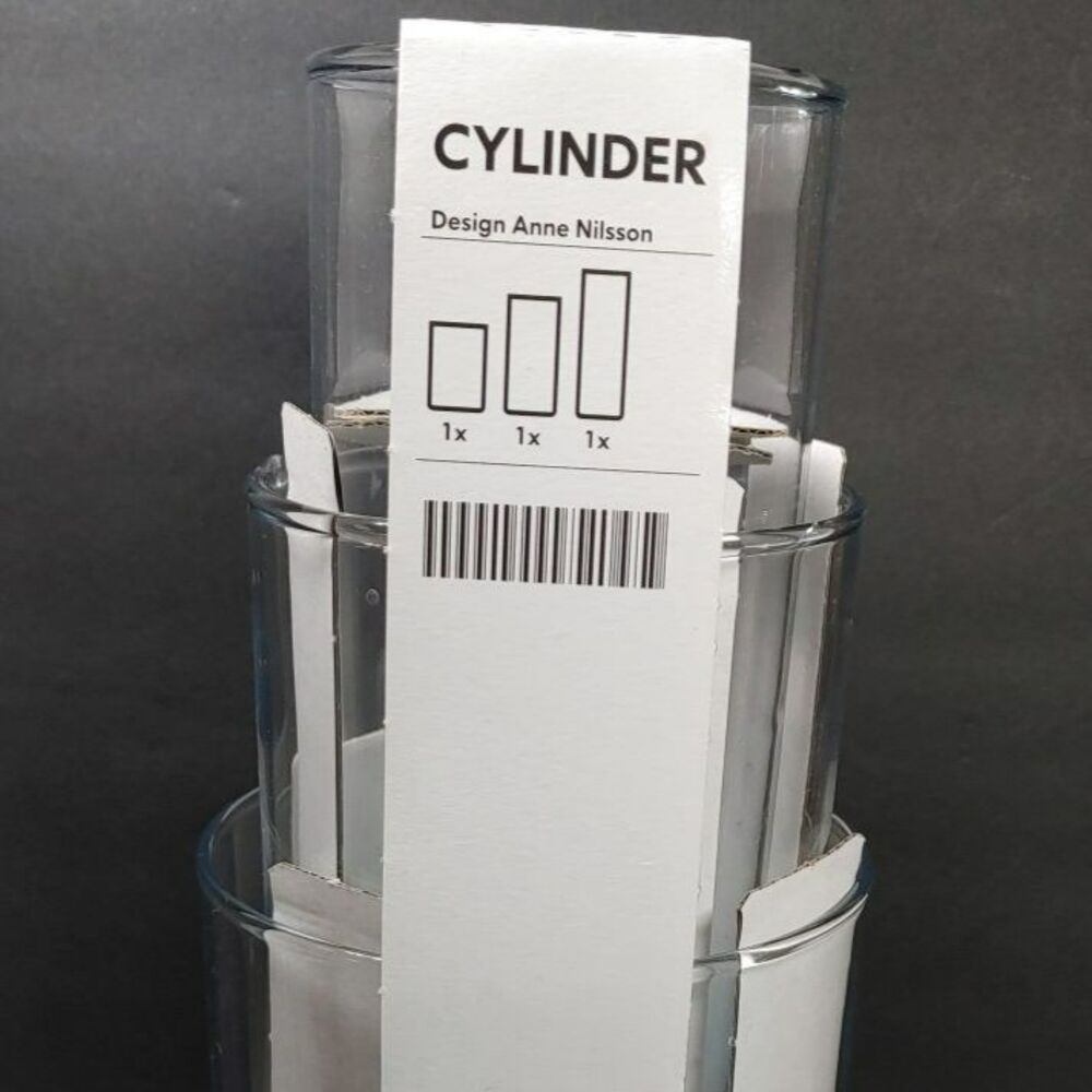 Brand New IKEA 3 Clear Cylinder Vases Design by ANNE NILSSON 12588